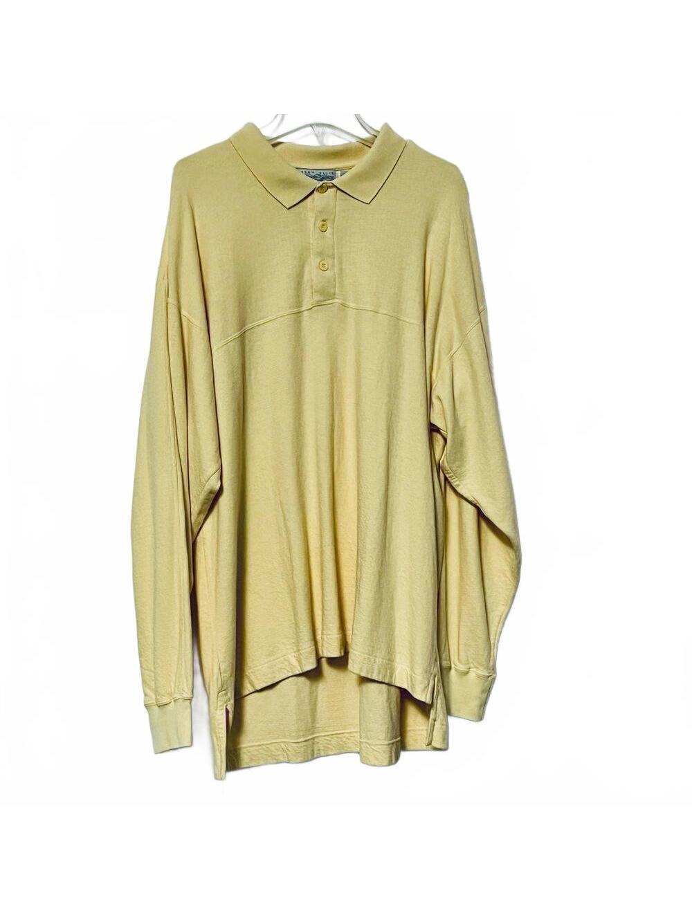 80s 90s Oversized Preppy Perry Ellis Pastel Yellow Drop Shoulder pullover 1X